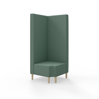 Snake kulmarahi 90° R 12, korkea selkänoja, jalat puuta, ik 43 cm