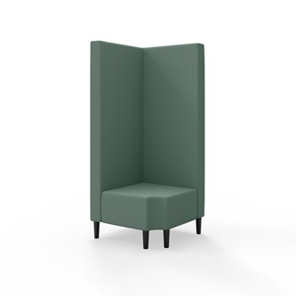 Snake kulmarahi 90° R 12, korkea selkänoja, jalat puuta, ik 43 cm