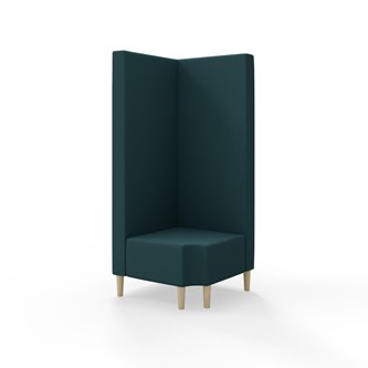 Snake kulmarahi 90° R 12, korkea selkänoja, jalat puuta, ik 43 cm