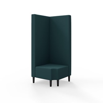 Snake kulmarahi 90° R 12, korkea selkänoja, jalat puuta, ik 43 cm