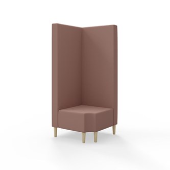 Snake kulmarahi 90° R 12, korkea selkänoja, jalat puuta, ik 43 cm