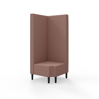 Snake kulmarahi 90° R 12, korkea selkänoja, jalat puuta, ik 43 cm