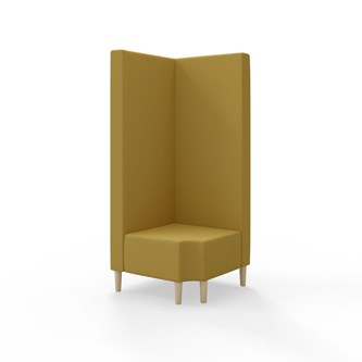 Snake kulmarahi 90° R 12, korkea selkänoja, jalat puuta, ik 43 cm