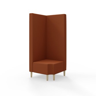 Snake kulmarahi 90° R 12, korkea selkänoja, jalat puuta, ik 43 cm