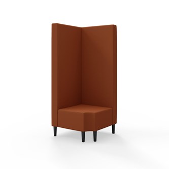 Snake kulmarahi 90° R 12, korkea selkänoja, jalat puuta, ik 43 cm