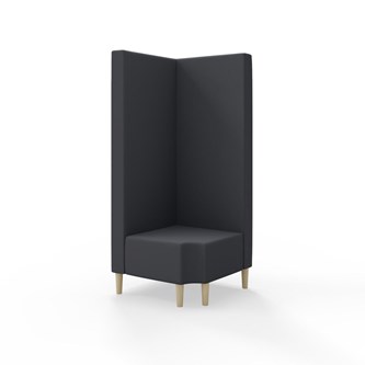 Snake kulmarahi 90° R 12, korkea selkänoja, jalat puuta, ik 43 cm