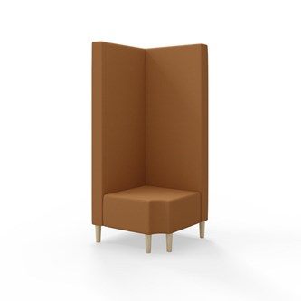 Snake kulmarahi 90° R 12, korkea selkänoja, jalat puuta, ik 43 cm