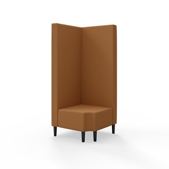 Snake kulmarahi 90° R 12, korkea selkänoja, jalat puuta, ik 43 cm