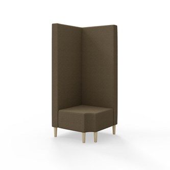 Snake kulmarahi 90° R 12, korkea selkänoja, jalat puuta, ik 43 cm