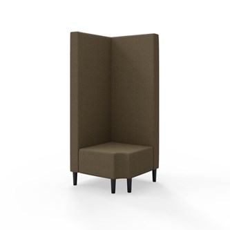 Snake kulmarahi 90° R 12, korkea selkänoja, jalat puuta, ik 43 cm