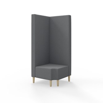 Snake kulmarahi 90° R 12, korkea selkänoja, jalat puuta, ik 43 cm