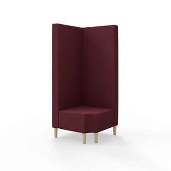 Snake kulmarahi 90° R 12, korkea selkänoja, jalat puuta, ik 43 cm