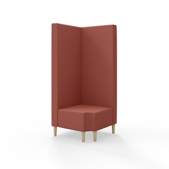 Snake kulmarahi 90° R 12, korkea selkänoja, jalat puuta, ik 43 cm