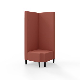 Snake kulmarahi 90° R 12, korkea selkänoja, jalat puuta, ik 43 cm