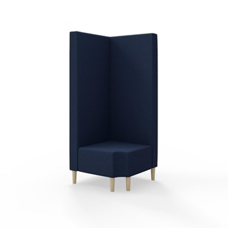 Snake kulmarahi 90° R 12, korkea selkänoja, jalat puuta, ik 43 cm