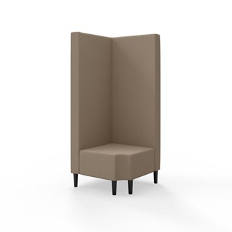 Snake kulmarahi 90° R 12, korkea selkänoja, jalat puuta, ik 43 cm