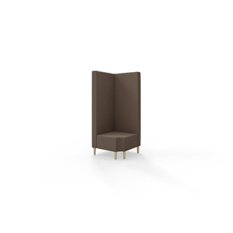 Snake kulmarahi 90° R 12, korkea selkänoja, jalat puuta, ik 43 cm