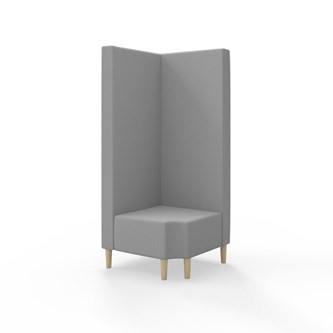 Snake kulmarahi 90° R 12, korkea selkänoja, jalat puuta, ik 43 cm