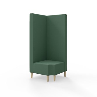 Snake kulmarahi 90° R 12, korkea selkänoja, jalat puuta, ik 43 cm