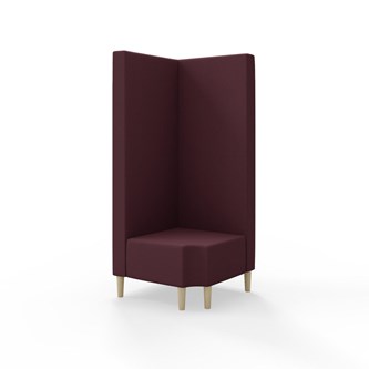 Snake kulmarahi 90° R 12, korkea selkänoja, jalat puuta, ik 43 cm