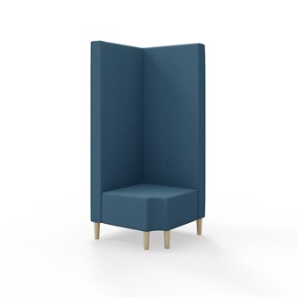 Snake kulmarahi 90° R 12, korkea selkänoja, jalat puuta, ik 43 cm