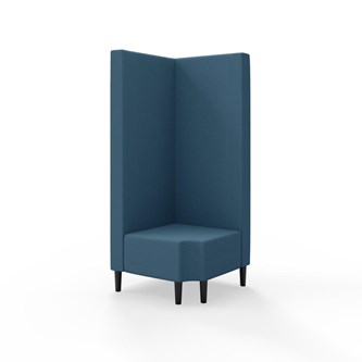 Snake kulmarahi 90° R 12, korkea selkänoja, jalat puuta, ik 43 cm