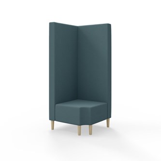 Snake kulmarahi 90° R 12, korkea selkänoja, jalat puuta, ik 43 cm