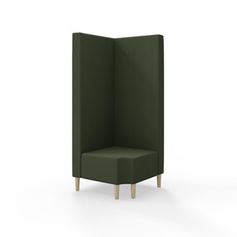 Snake kulmarahi 90° R 12, korkea selkänoja, jalat puuta, ik 43 cm