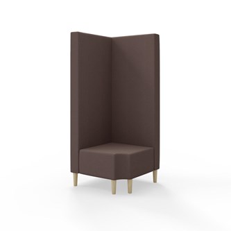 Snake kulmarahi 90° R 12, korkea selkänoja, jalat puuta, ik 43 cm