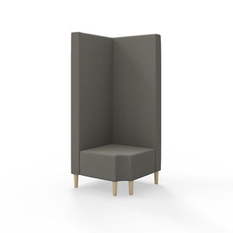 Snake kulmarahi 90° R 12, korkea selkänoja, jalat puuta, ik 43 cm