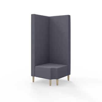 Snake kulmarahi 90° R 12, korkea selkänoja, jalat puuta, ik 43 cm