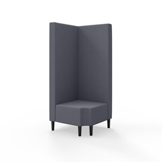 Snake kulmarahi 90° R 12, korkea selkänoja, jalat puuta, ik 43 cm