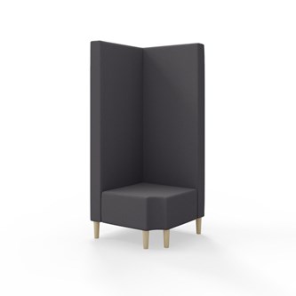 Snake kulmarahi 90° R 12, korkea selkänoja, jalat puuta, ik 43 cm