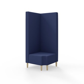 Snake kulmarahi 90° R 12, korkea selkänoja, jalat puuta, ik 43 cm