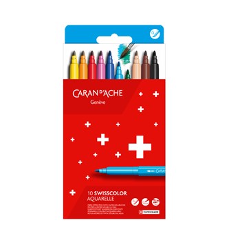 Kuitukärkikynä Caran d'Ache Swisscolor, 10 väriä