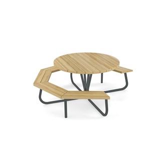 Rörvik piknikpöytä pyörätuolipaikalla, mänty, ø120 K 72 cm