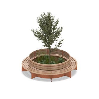 MeetUp pyöreä puistosohva istutusaltaalla