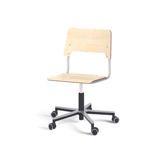 Como FSC tuoli, matala kaasujousi, iso istuin, aluristikko pyörillä, hopea runko