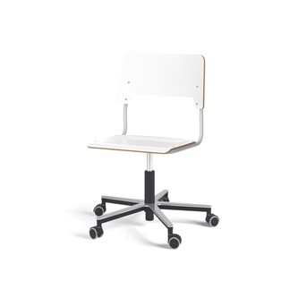 Como FSC tuoli, matala kaasujousi, iso istuin, aluristikko pyörillä, hopea runko