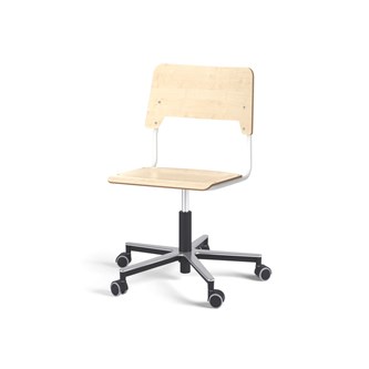 Como FSC BX tuoli, matala kaasujousi, iso istuin, aluristikko pyörillä, valkoinen runko