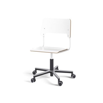 Como FSC BX tuoli, matala kaasujousi, iso istuin, aluristikko pyörillä, valkoinen runko