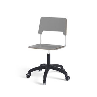 Como FSC tuoli, matala kaasujousi, iso istuin, muoviristikko pyörillä, hopea runko