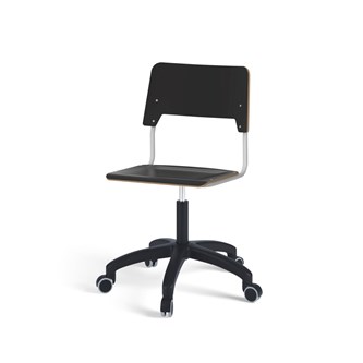 Como FSC tuoli, matala kaasujousi, iso istuin, muoviristikko pyörillä, hopea runko