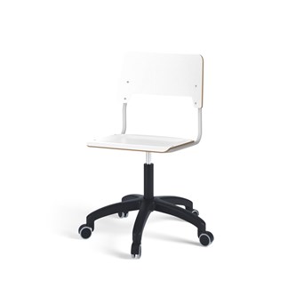 Como FSC tuoli, matala kaasujousi, iso istuin, muoviristikko pyörillä, hopea runko