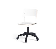 Como FSC BX tuoli, matala kaasujousi, iso istuin, muoviristikko pyörillä, valkoinen runko