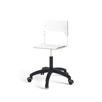 Como FSC BX tuoli, korkea kaasujousi, medium istuin, muoviristikko pyörillä, valkoinen runko