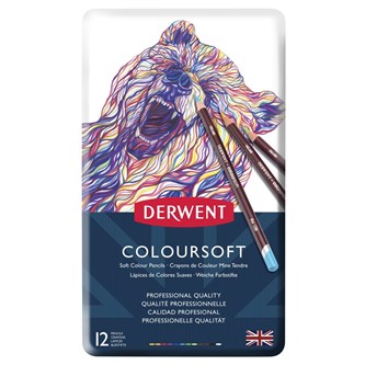 Värikynä Derwent Coloursoft, 12 väriä x 6 ras
