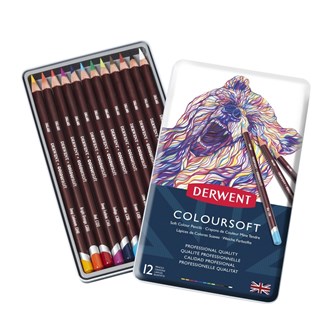 Värikynä Derwent Coloursoft, 12 väriä x 6 ras