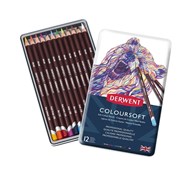 Värikynä Derwent Coloursoft, 12 väriä x 6 ras
