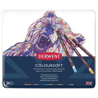 Värikynä Derwent Coloursoft, 24 väriä x 3 ras